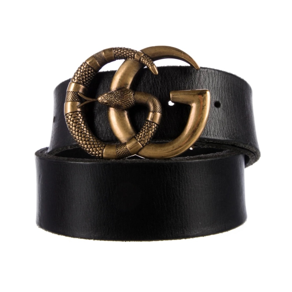Gucci Double G Logo Leather Belt